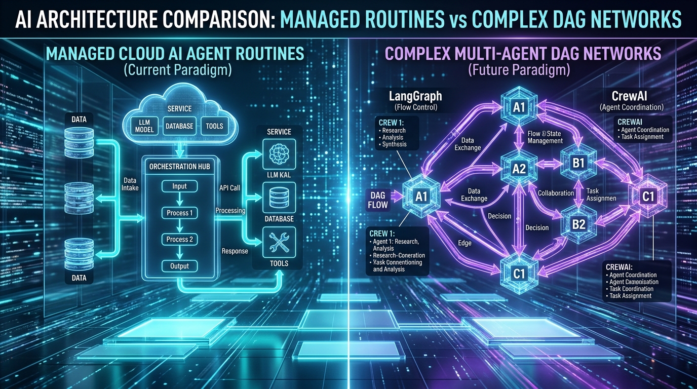 Grok Bot vs. CrewAI & LangGraph: Managed Cloud Routines vs. Code-First Multi-Agent DAGs